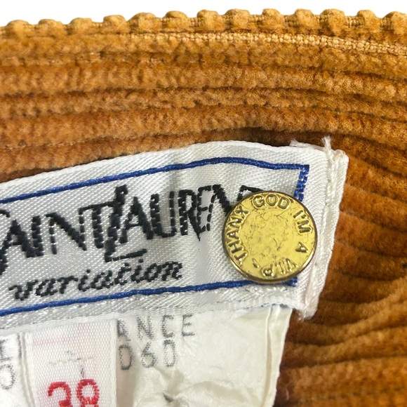 YVES SAINT LAURENT Variation VTG 80s 90s Corduroy Pencil Skirt Camel Brown EU 38 - Picture 8 of 16